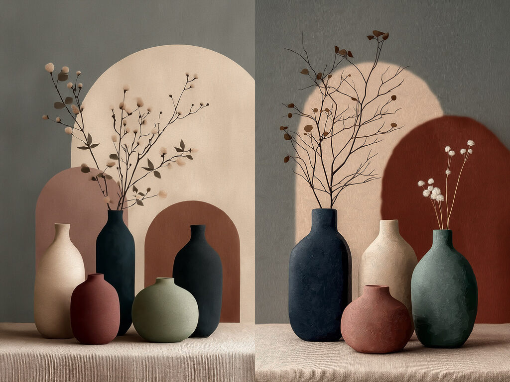 Modularer Leinwanddruck Modular canvas print Group of vases with flowers in them (Artikelnummer: m30792) Modularer Leinwanddruck Modular canvas print Group of vases with flowers in them (Artikelnummer: m30792)