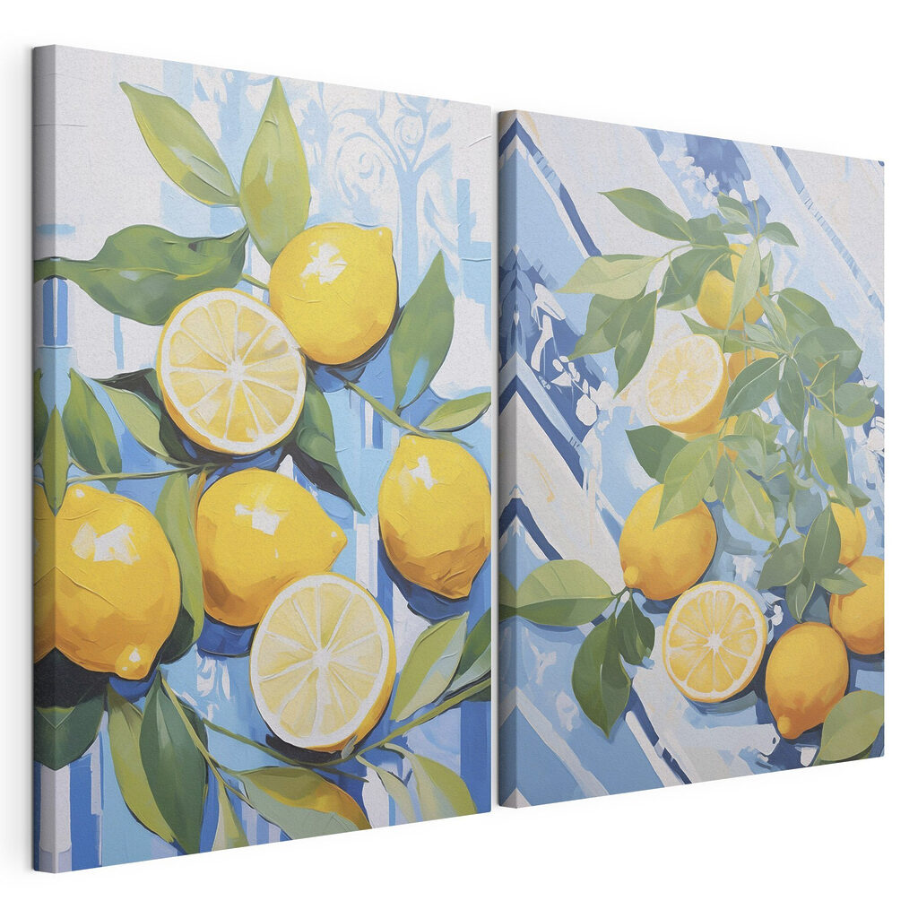 Painting of lemons and leaves Painting of lemons and leaves