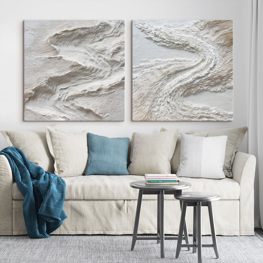 White and grey surface with wavy lines White and grey surface with wavy lines