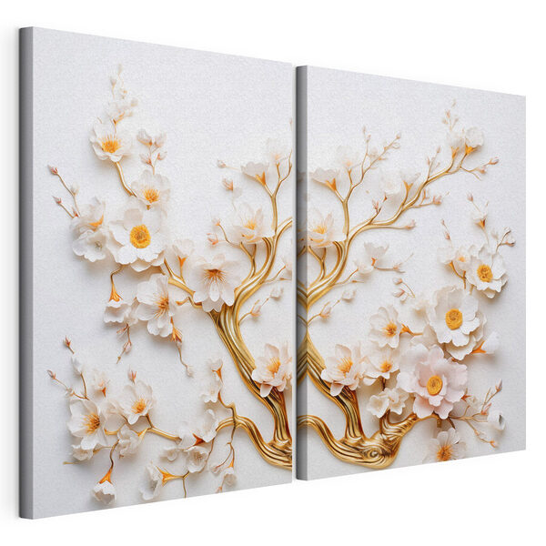 Verspielte Blüten in zarter Kunstfertigkeit Modularer Leinwanddruck Verspielte Blüten in zarter Kunstfertigkeit