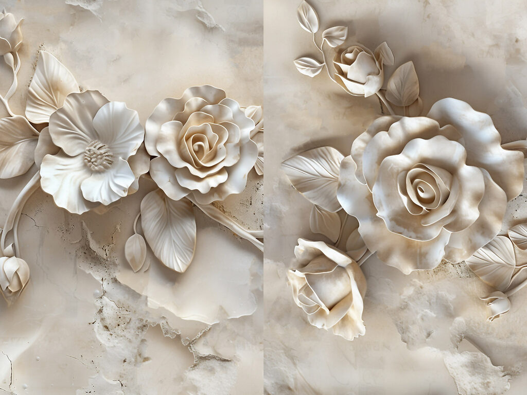 Modularer Leinwanddruck Blumencollage auf einer Marmoroberfläche (Artikelnummer: m30755) Modularer Leinwanddruck Blumencollage auf einer Marmoroberfläche (Artikelnummer: m30755)