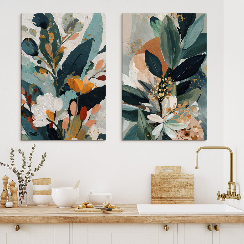 Painting of flowers and leaves Painting of flowers and leaves