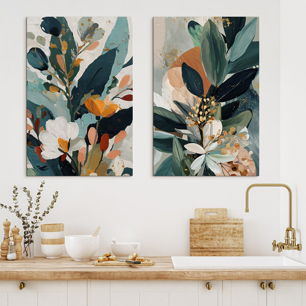 Painting of flowers and leaves Painting of flowers and leaves