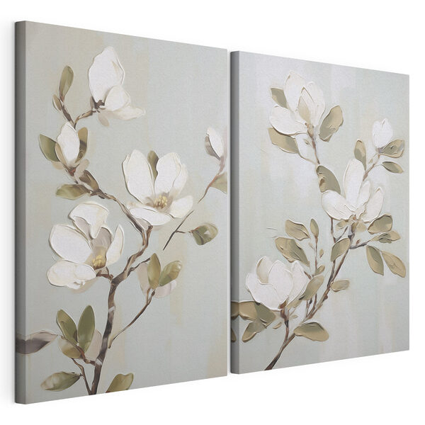 Gemälde von Blumen an einem Zweig Modularer Leinwanddruck Gemälde von Blumen an einem Zweig