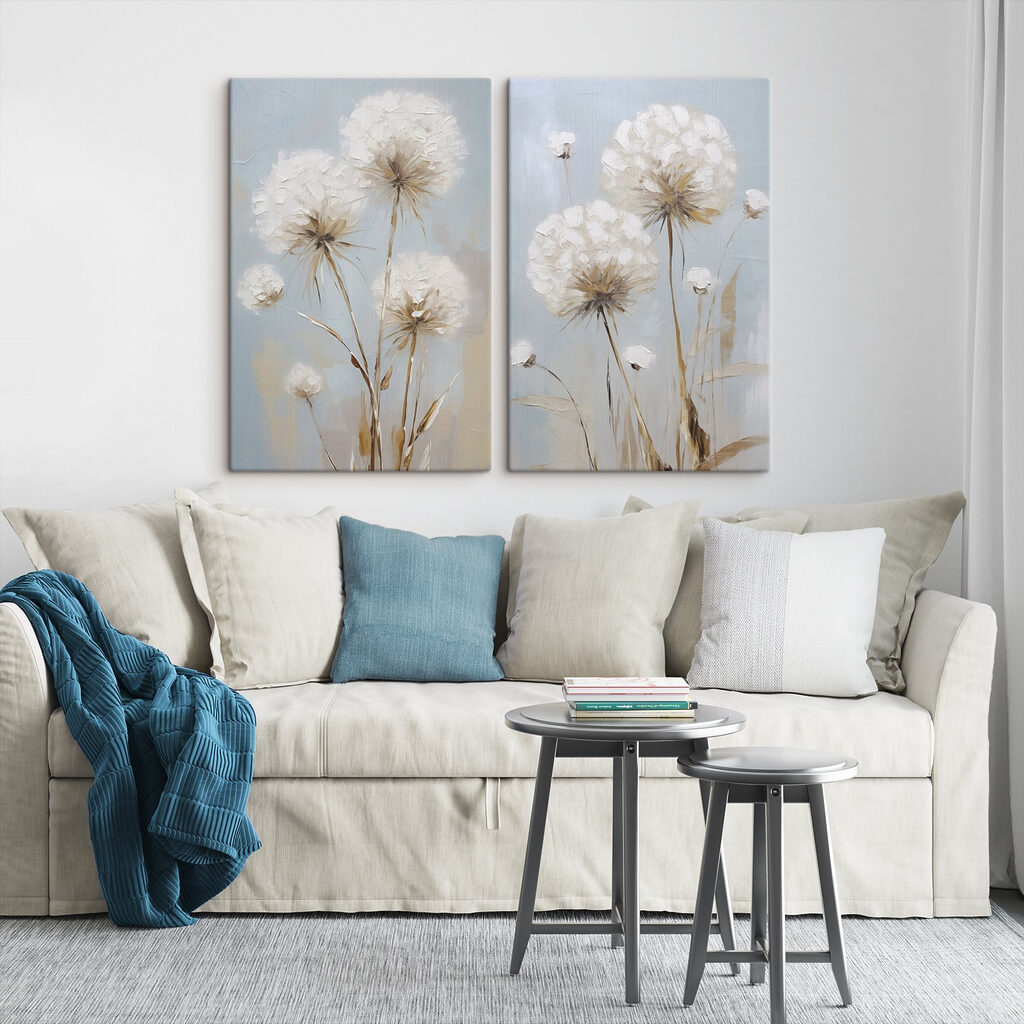 Painting of flowers on a blue background Painting of flowers on a blue background