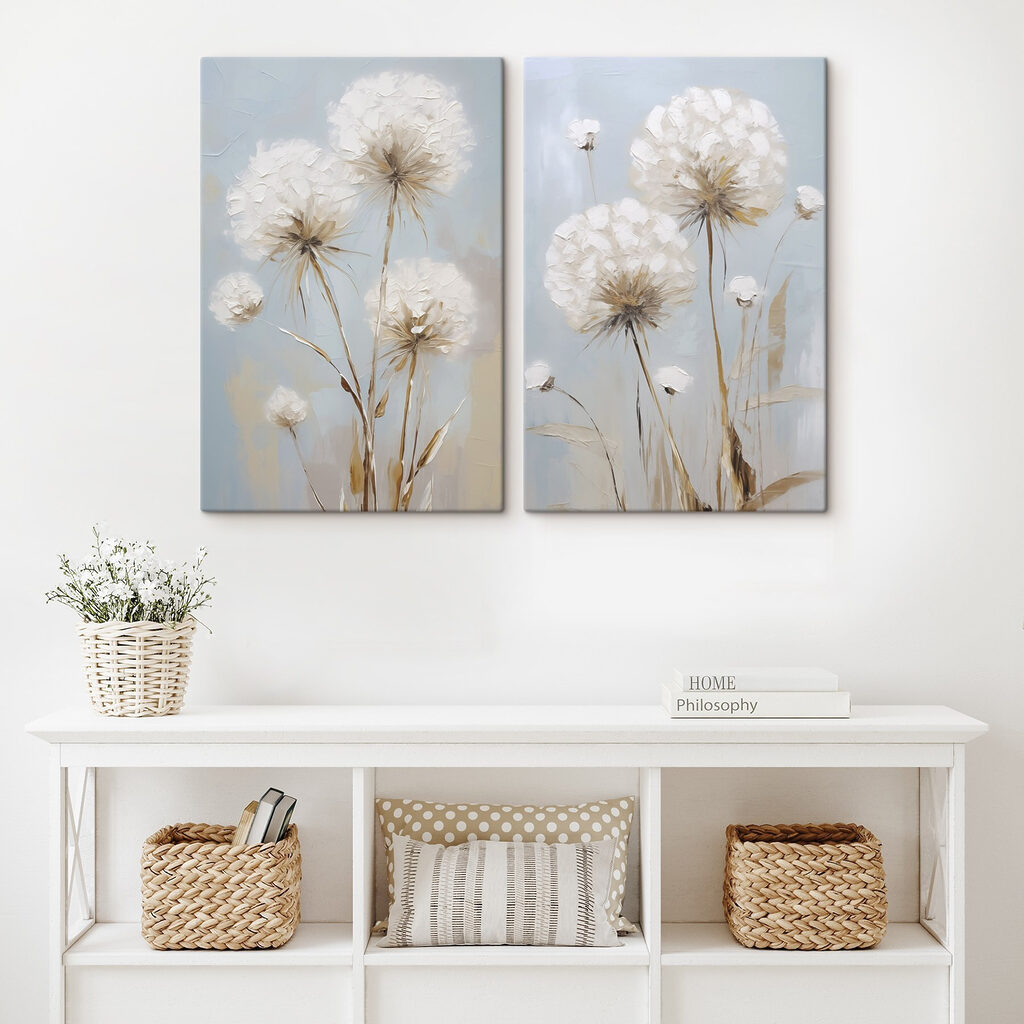 Painting of flowers on a blue background Painting of flowers on a blue background