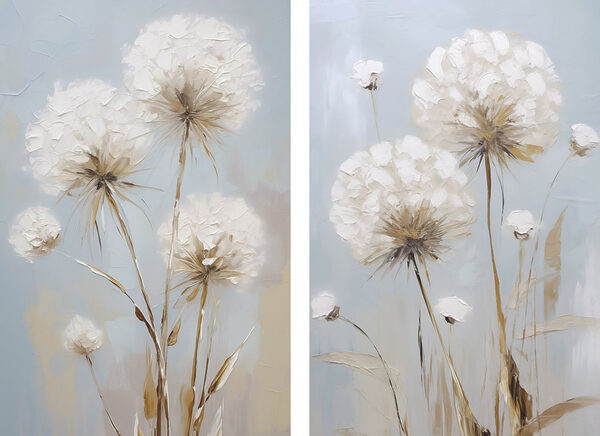 Painting of flowers on a blue background Painting of flowers on a blue background