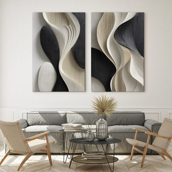 Fluid shapes in contrasting colors Fluid shapes in contrasting colors