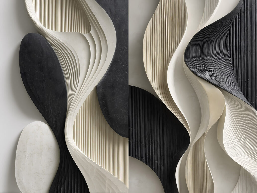 Fluid shapes in contrasting colors Fluid shapes in contrasting colors