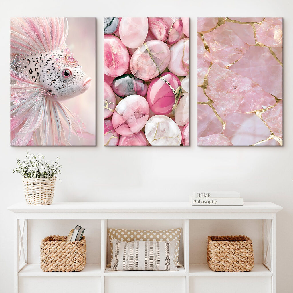 Collage of pink and white stones Collage of pink and white stones