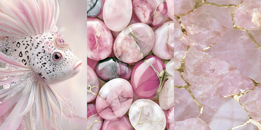 Collage of pink and white stones Collage of pink and white stones