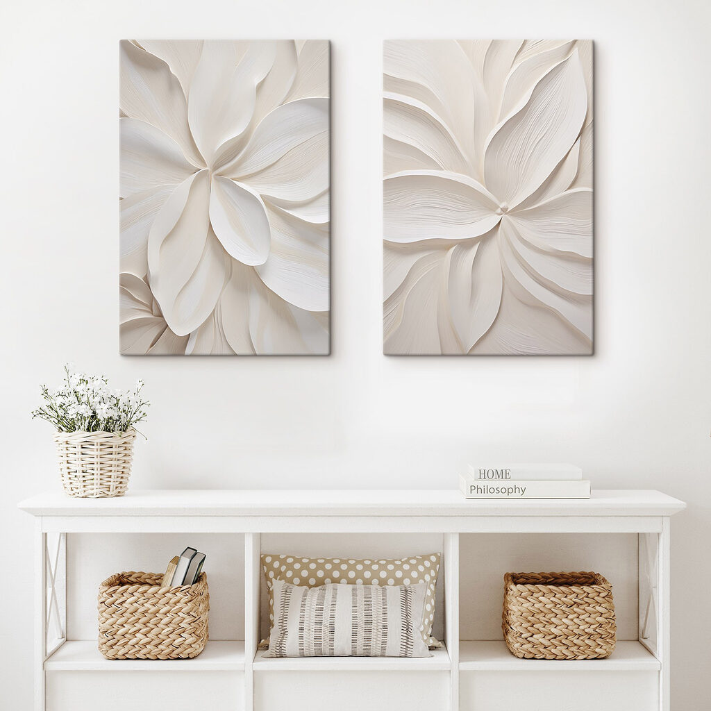 Collage of white paper flowers Collage of white paper flowers