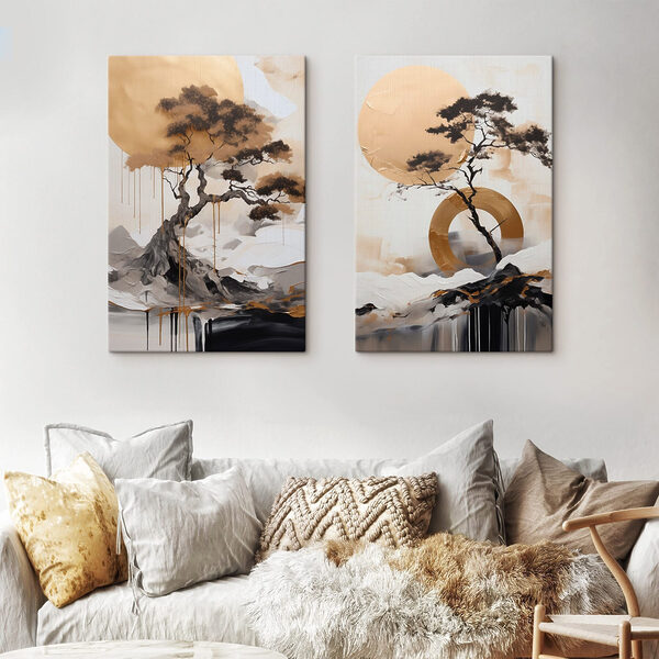 Painting of a tree and a circle Painting of a tree and a circle