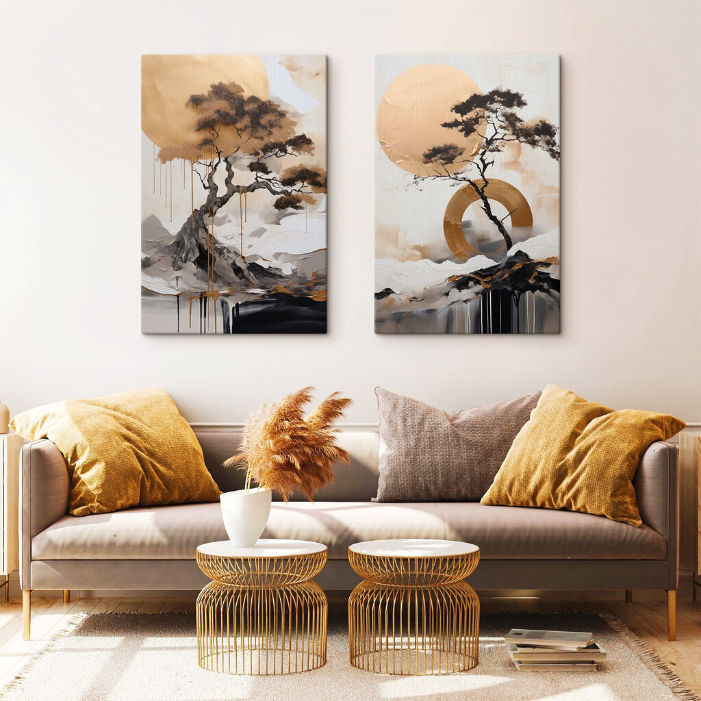Painting of a tree and a circle Painting of a tree and a circle