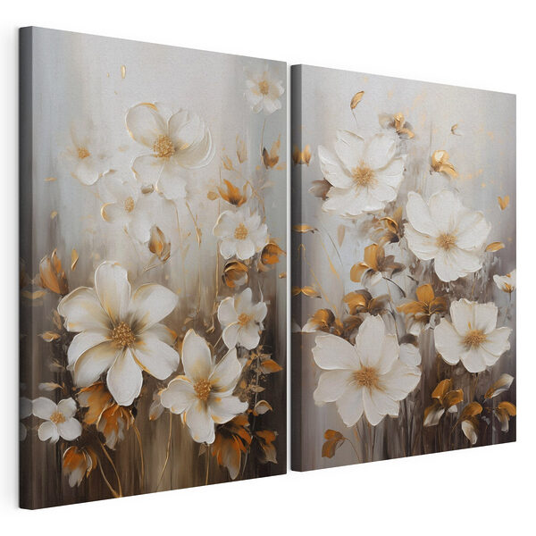 Gemälde mit weißen Blumen Modularer Leinwanddruck Gemälde mit weißen Blumen