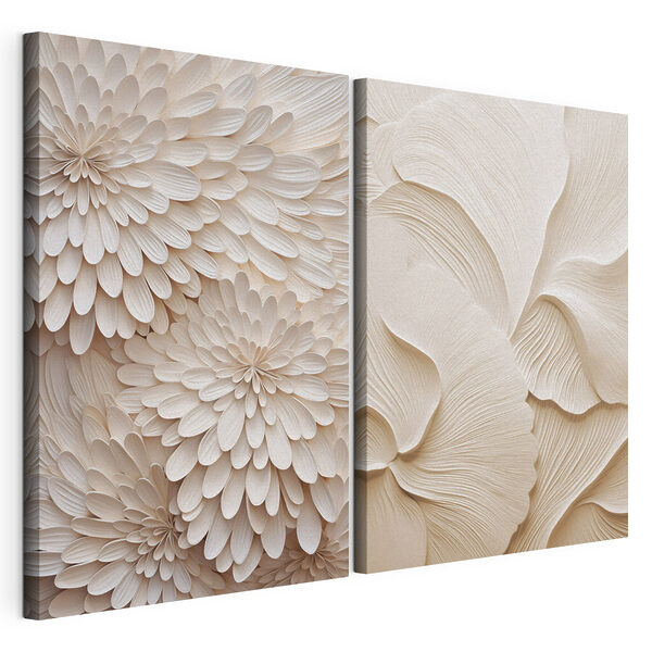 Modularer Leinwanddruck Collage aus weißen Blumen