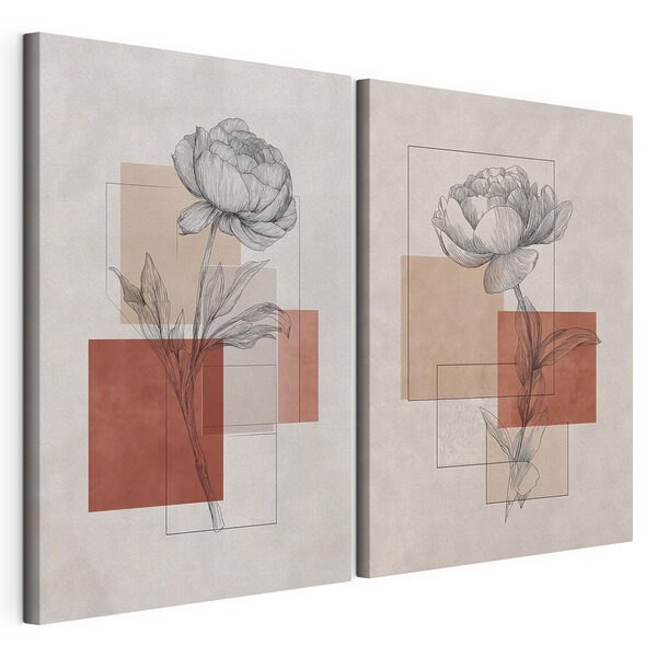 Modularer Leinwanddruck Zeichnung einer Blume