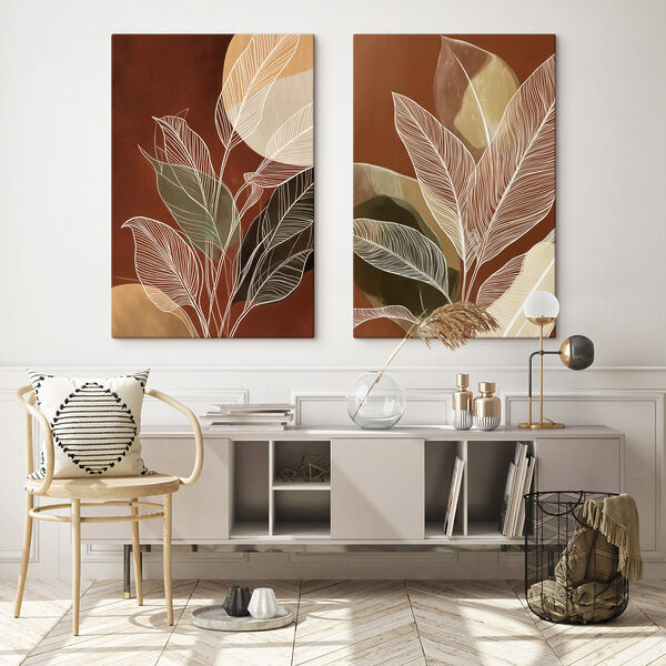 Painting of leaves and circles Painting of leaves and circles