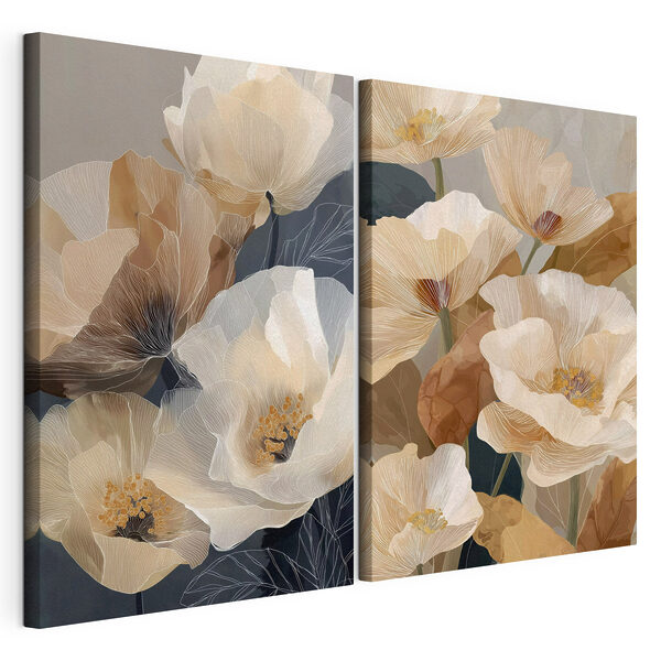 Blumencollage Modularer Leinwanddruck Blumencollage