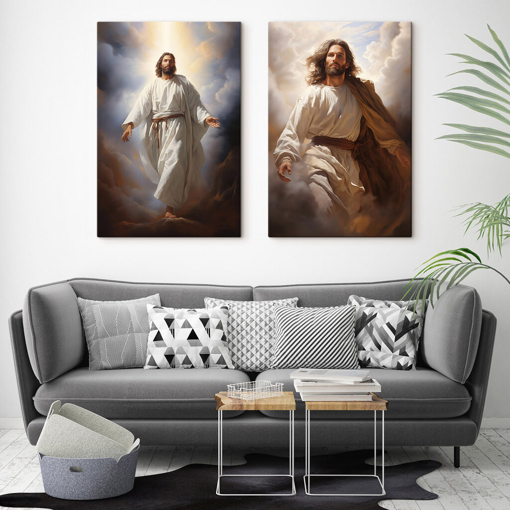 Painting of a man in white robe Painting of a man in white robe
