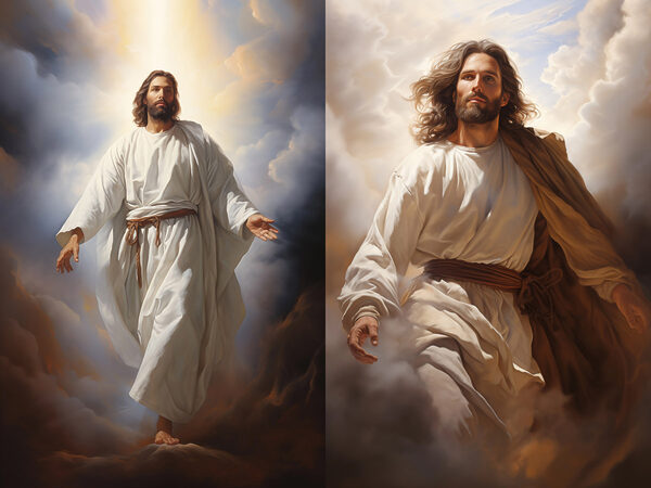 Painting of a man in white robe Painting of a man in white robe