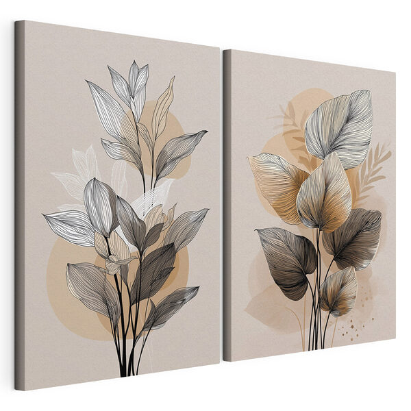 - Elegantes botanisches Strichbild-Design Modularer Leinwanddruck - Elegantes botanisches Strichbild-Design