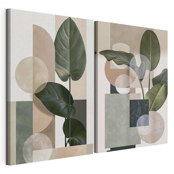 - Organische Formen in einer harmonischen Farbpalette Modularer Leinwanddruck - Organische Formen in einer harmonischen Farbpalette
