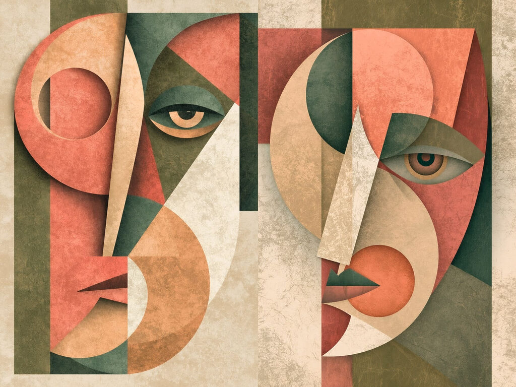 Couple of faces with different colors Couple of faces with different colors