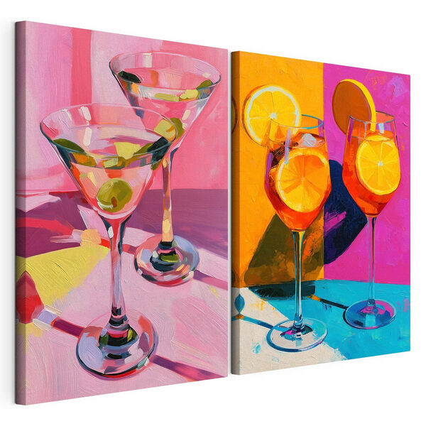 Gemälde, das zwei Martini-Gläser zeigt Modularer Leinwanddruck Gemälde, das zwei Martini-Gläser zeigt