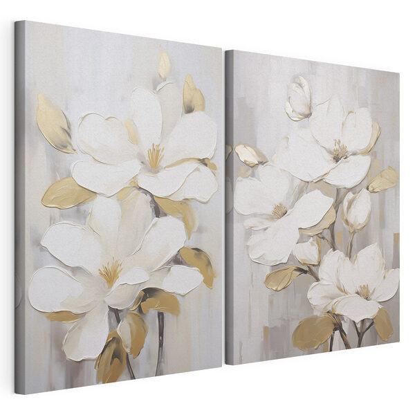Modularer Leinwanddruck Gemälde mit weißen Blumen