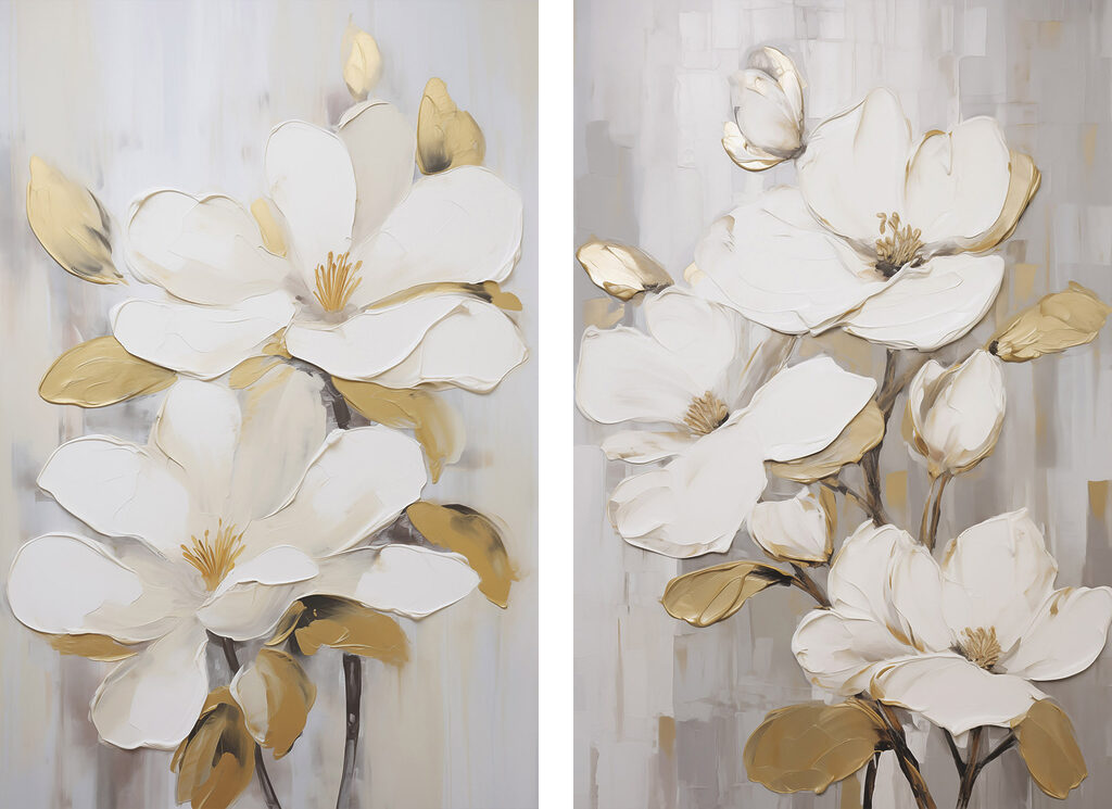 Painting of white flowers Painting of white flowers