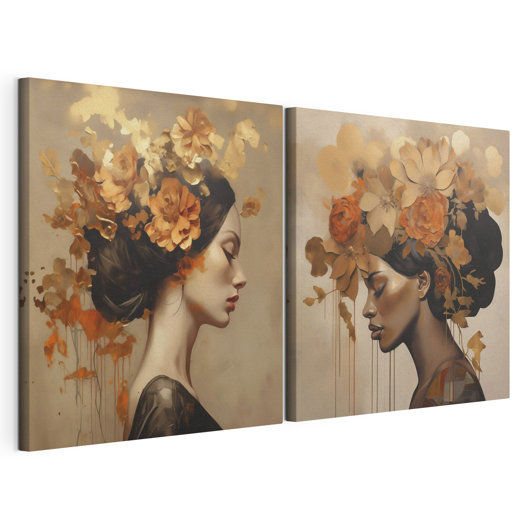 Painting of a woman with flowers in her hair Painting of a woman with flowers in her hair