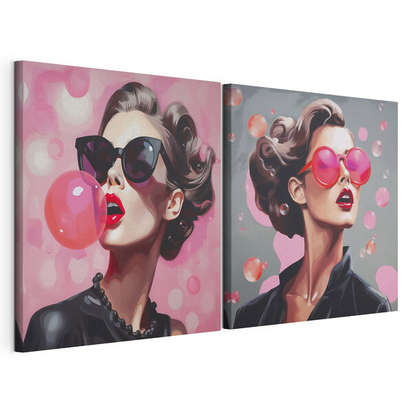 Collage einer Frau mit Sonnenbrille Modularer Leinwanddruck Collage einer Frau mit Sonnenbrille
