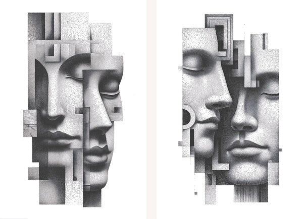 Faces intertwined in abstract harmony Faces intertwined in abstract harmony