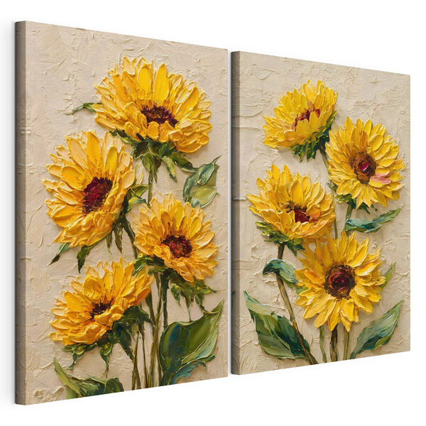 Leuchtende Sonnenblumen in voller Blüte Modularer Leinwanddruck Leuchtende Sonnenblumen in voller Blüte