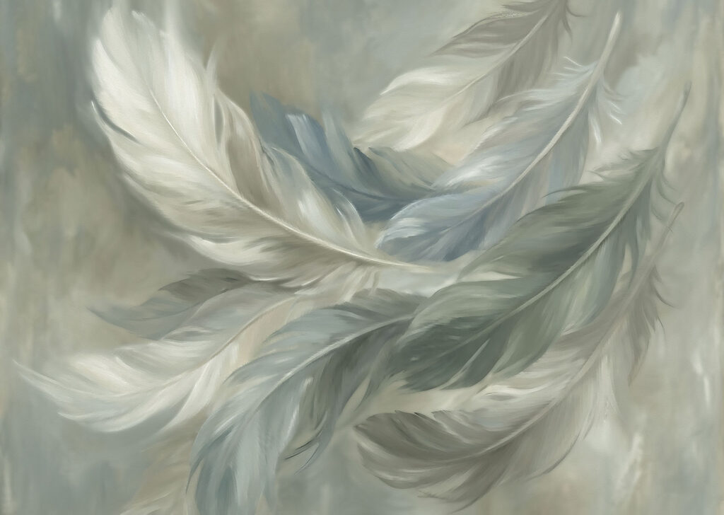 Soft feathers in gentle hues