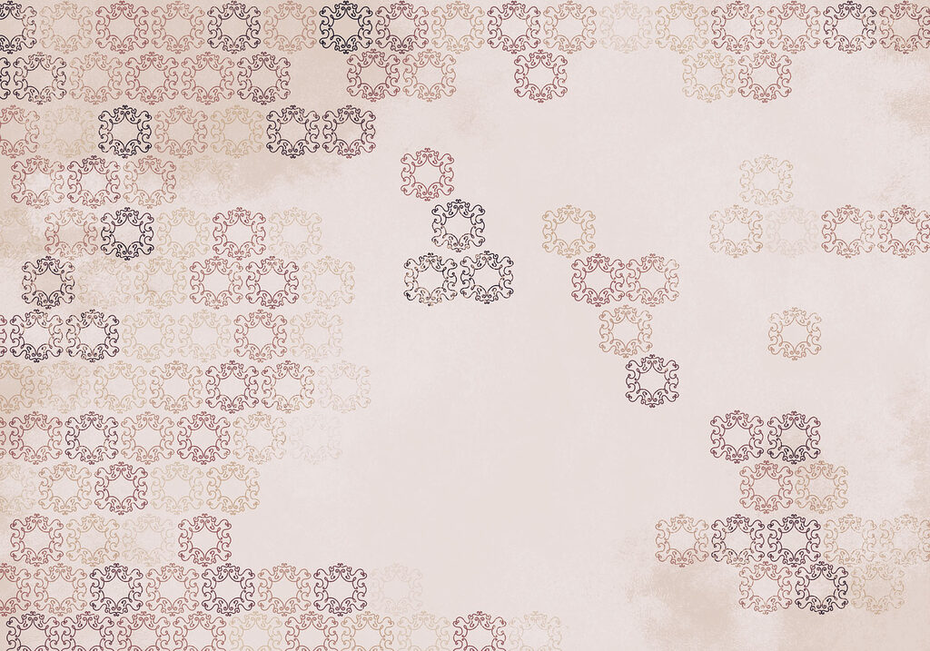 White background with many small black and red designs