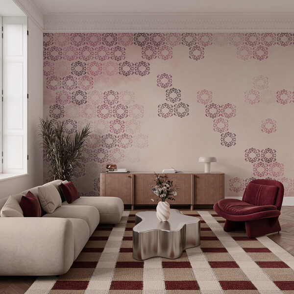 Fototapeten Rosa Hintergrund mit vielen kleinen schwarzen und roten Formen (Artikelnummer: t00974v4) Fototapeten Fototapeten Rosa Hintergrund mit vielen kleinen schwarzen und roten Formen (Artikelnummer: t00974v4)