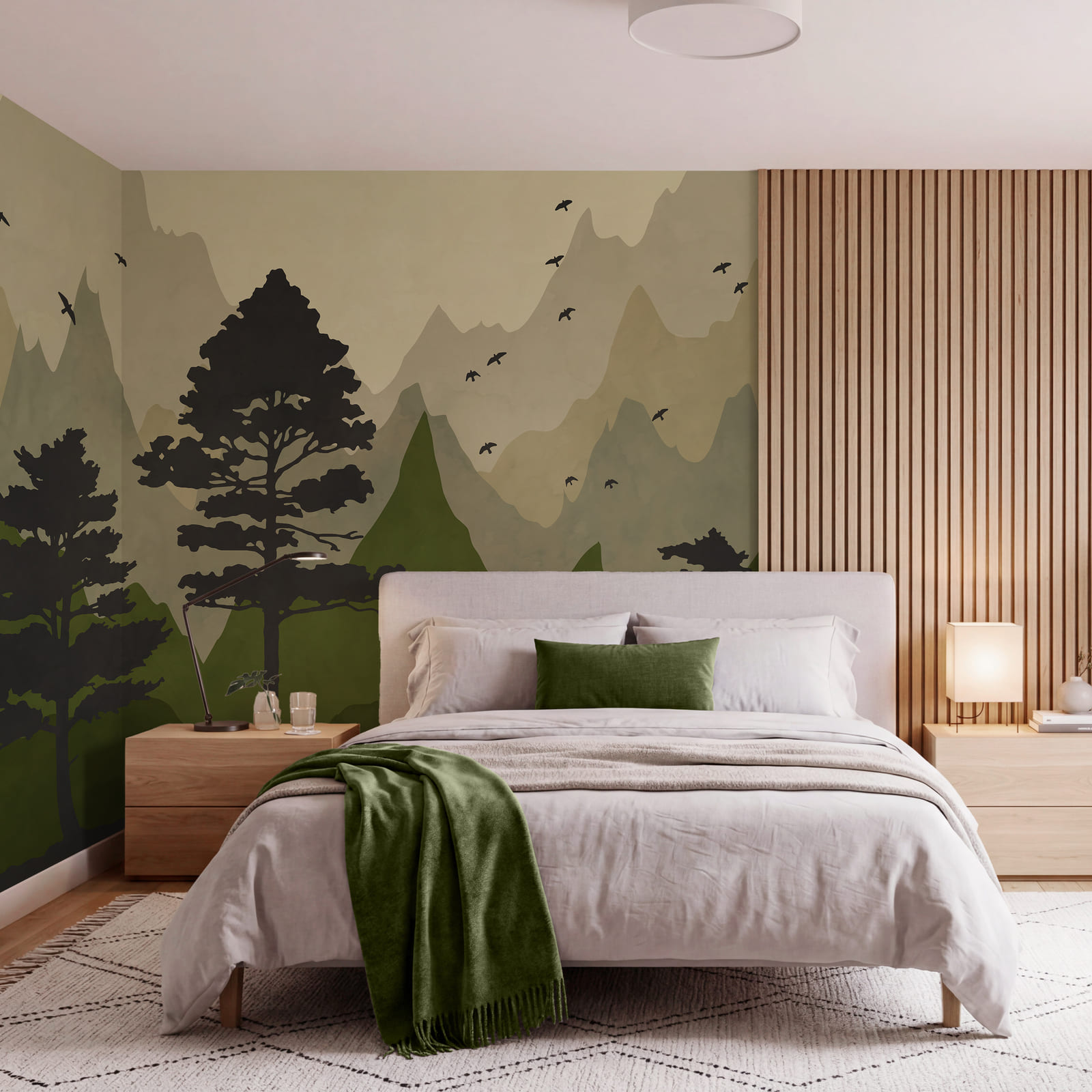 Gemälde von Bäumen und Bergen