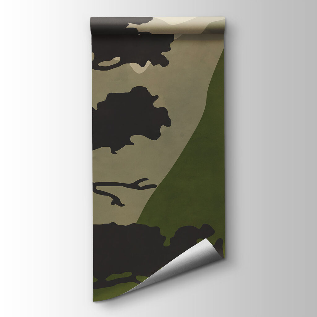 Painting of trees and mountains