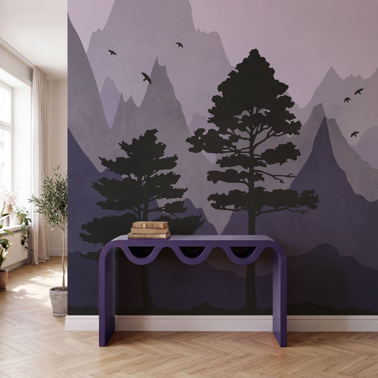 Landschaft mit Bergen und Bäumen Landschaft mit Bergen und Bäumen
