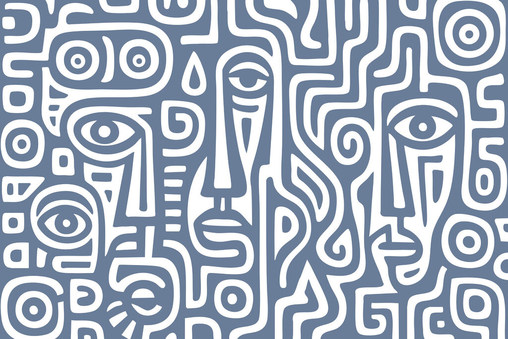 Pattern of faces and lines Pattern of faces and lines