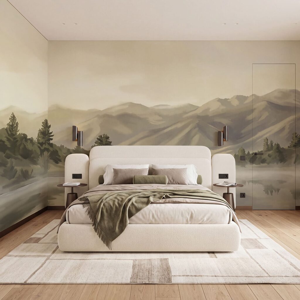 Gewässer mit Bäumen und Bergen im Hintergrund Gewässer mit Bäumen und Bergen im Hintergrund