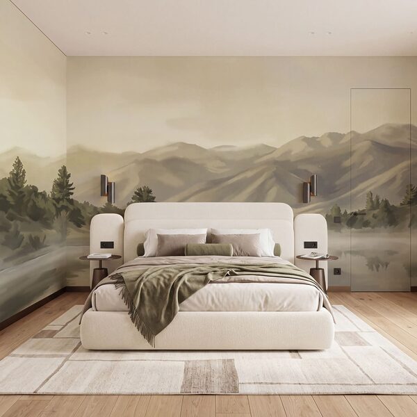 Gewässer mit Bäumen und Bergen im Hintergrund Gewässer mit Bäumen und Bergen im Hintergrund