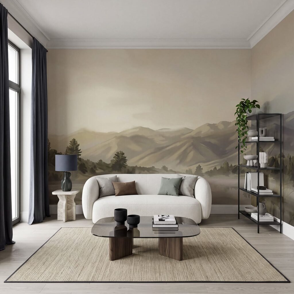 Gewässer mit Bäumen und Bergen im Hintergrund Gewässer mit Bäumen und Bergen im Hintergrund