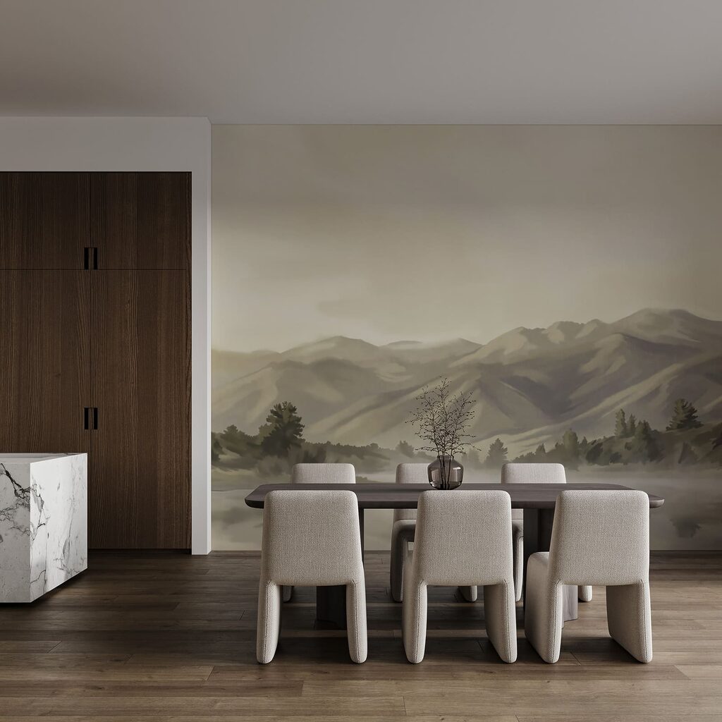 Gewässer mit Bäumen und Bergen im Hintergrund Gewässer mit Bäumen und Bergen im Hintergrund