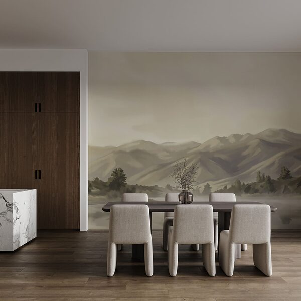 Gewässer mit Bäumen und Bergen im Hintergrund Gewässer mit Bäumen und Bergen im Hintergrund