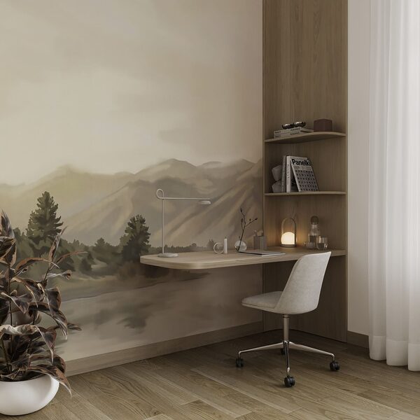 Gewässer mit Bäumen und Bergen im Hintergrund Gewässer mit Bäumen und Bergen im Hintergrund