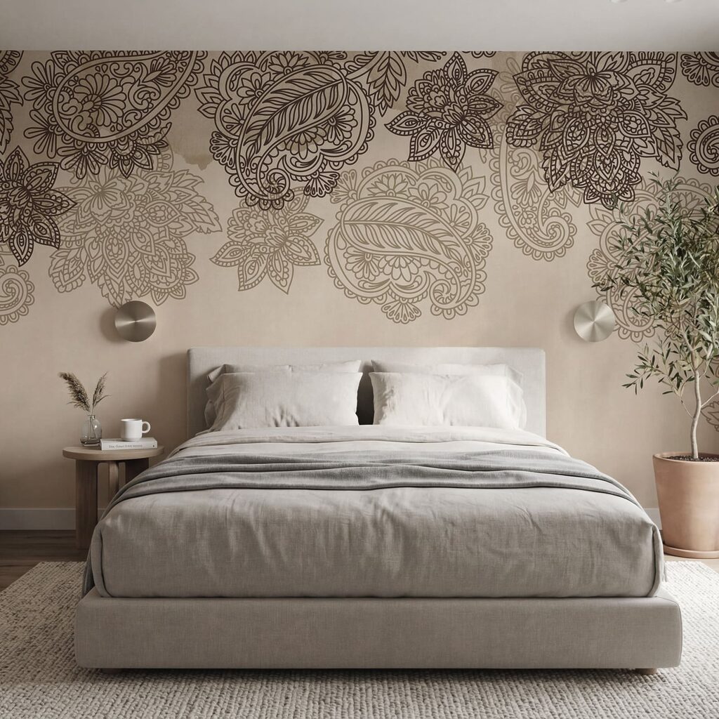 Bordüre aus Paisley-Mustern und Blumen