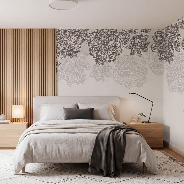 Bordüre aus Paisley-Mustern und Blumen Bordüre aus Paisley-Mustern und Blumen